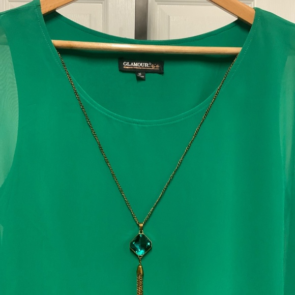 Glamour Nights Green Chiffon Overlay Dress – Size 16 – NWT - Picture 6 of 11